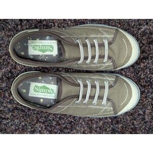 Simple Shoes 9026 Womens Olive Green Canvas Low Top Sneakers Size 8 Eco Friendly